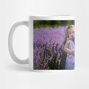 Little girl with a lavender bouquet Mug